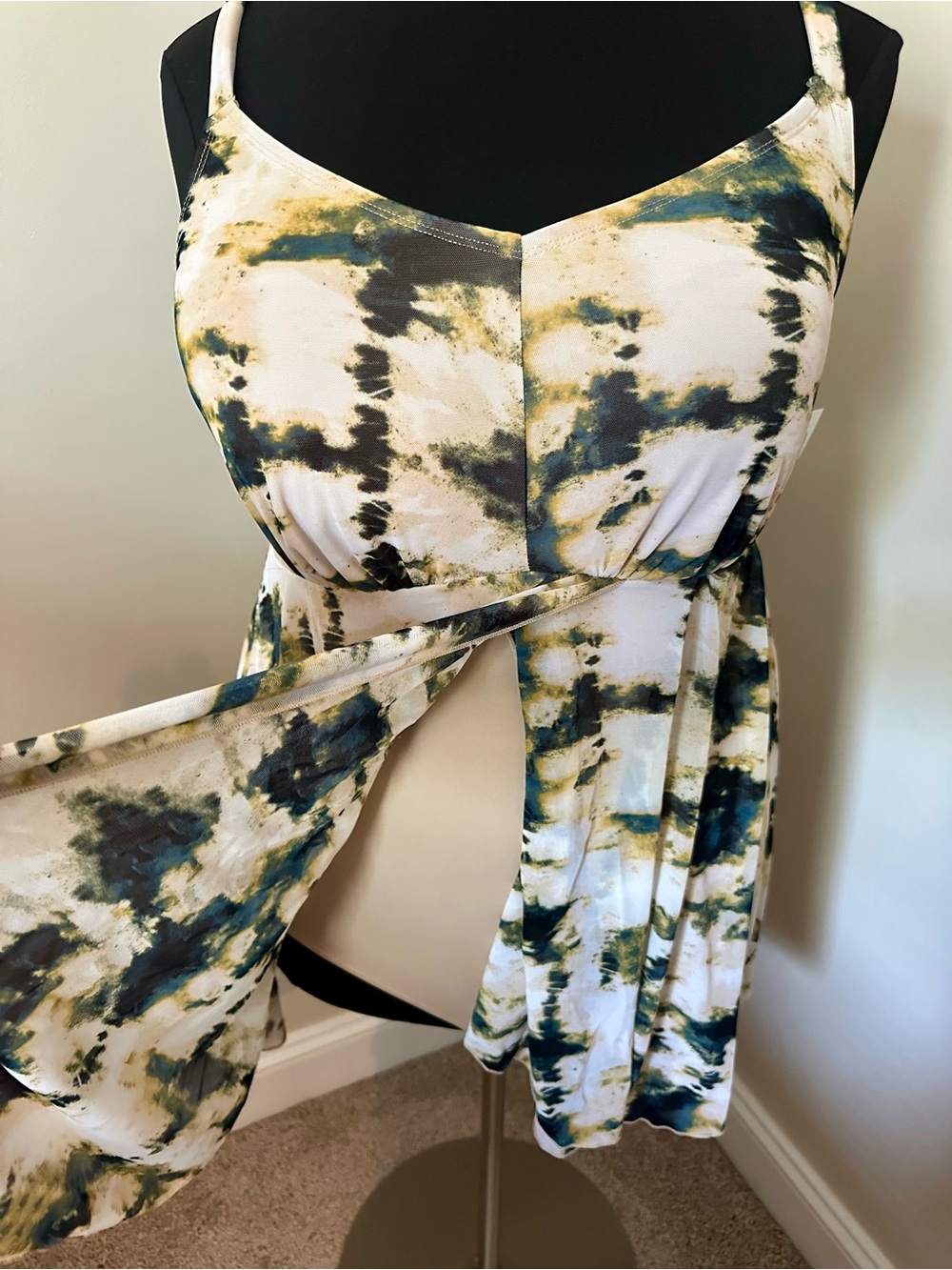 NWT Cacique Tie-Dye swim Dress - White/Green/black sz18 - Picture 2 of 5